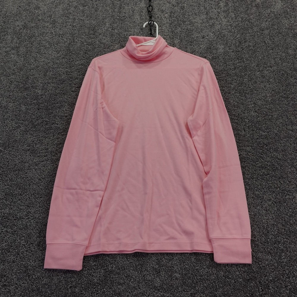 Lands End Turtleneck Womens Medium Pink Long Sleeve Cotton Blend Casual Top